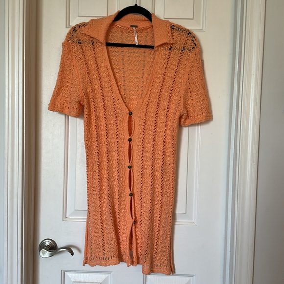 Free People Soda Pop Cardi Crocheted / Orange Soda XS MSRP $108 FP1010 - Picture 5 of 9